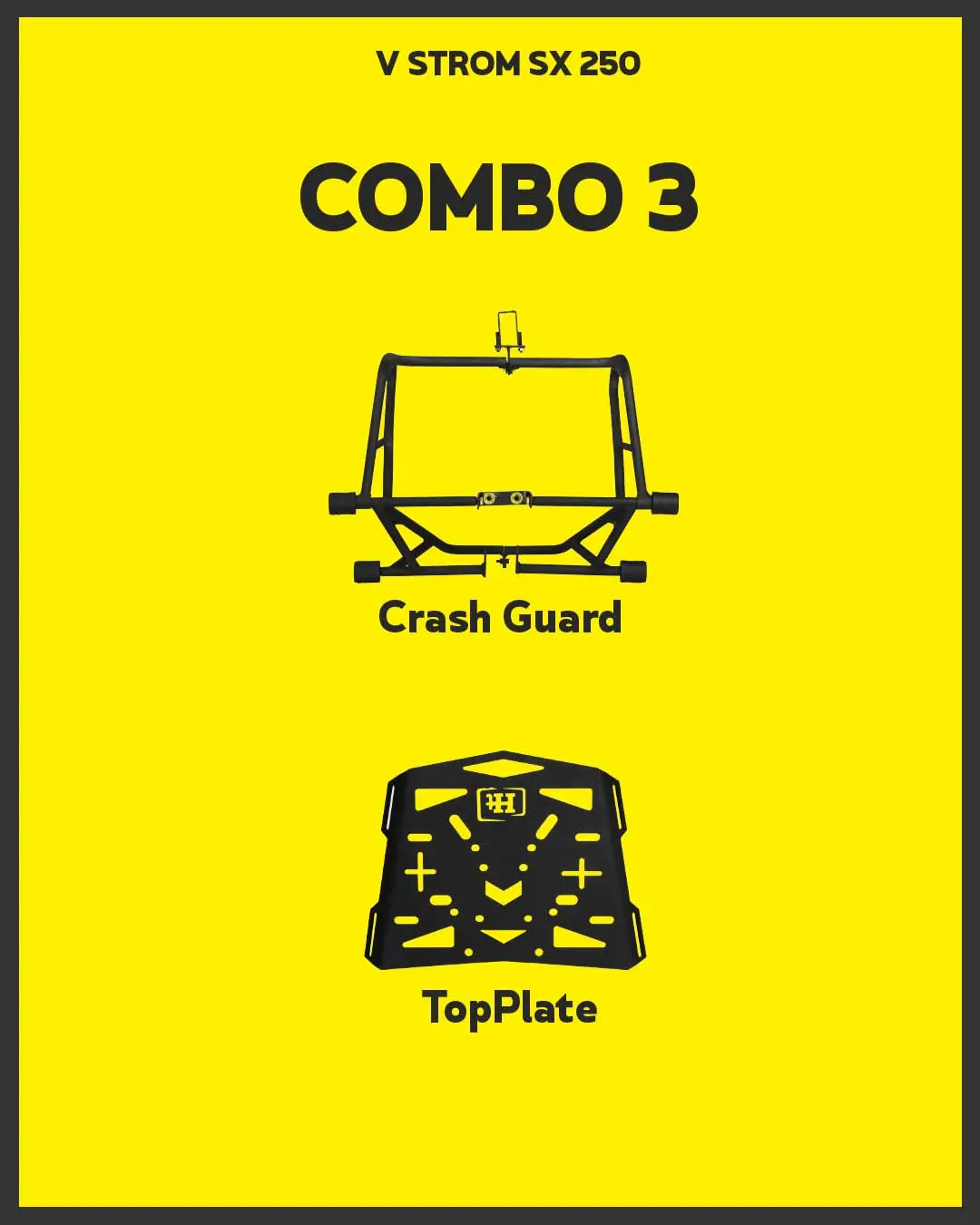 Combo 3 V Strom Sx 250 Crash Guard + Top Plate – Ht Exhaust 1