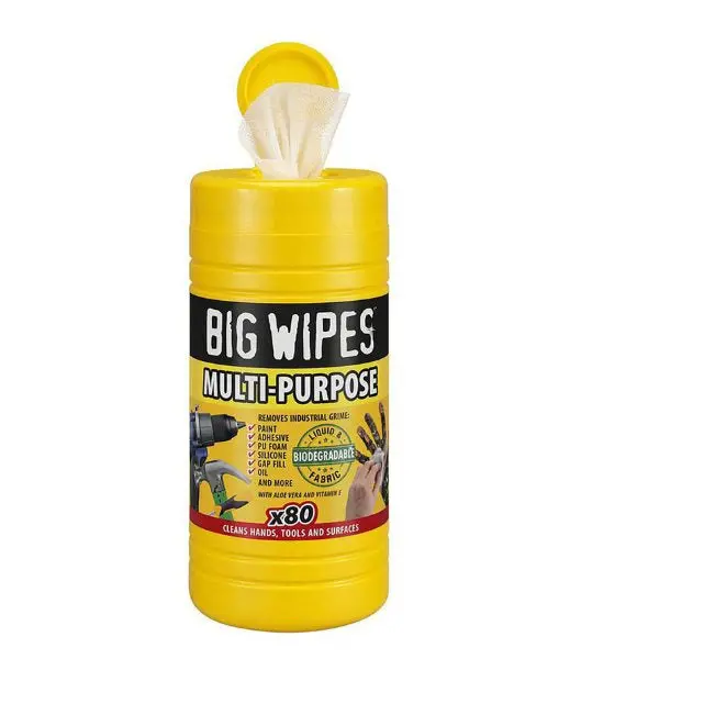 Big Wipes 'Multi Purpose' Standard White Wipes With Yellow Or Black Lid Vlvc2010 1