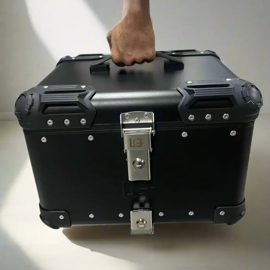 Lgp Premium Aluminium Top Case | Nero Edition ( Top Box ) | Bevelled Corner | 45L - Black ( Compatible For All Motorcycle ) - 1 Year Warranty 1