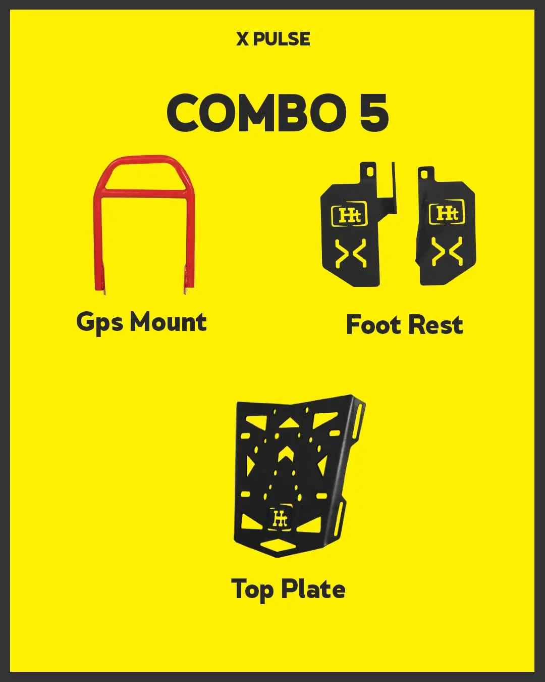 Combo 5 Xpulse Gps Mount + Foot Rest + Top Plate – Ht Exhaust 1