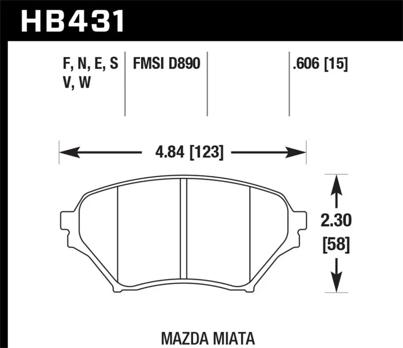 Hawk Dtc-60 Motorsports Front Brake Pads For 2004–2005 Mazda Miata (Mx-5) 1