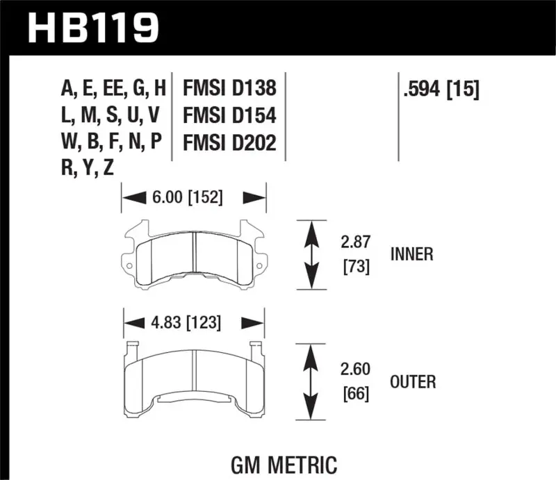Hawk Dtc-70 Race Brake Pads – Metric Gm Application, 0.0594" Thickness 1