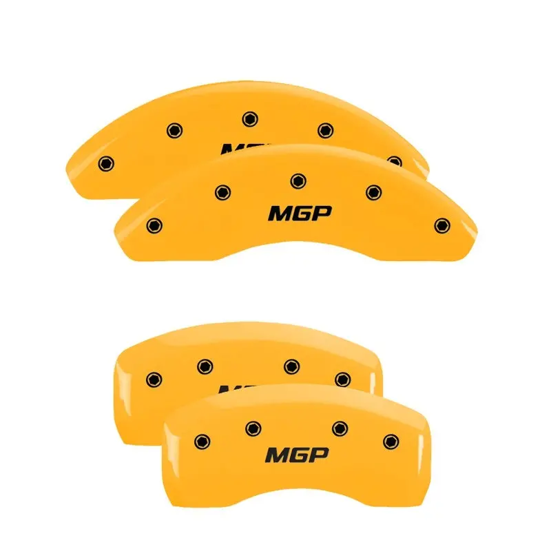 Mgp 4 Caliper Covers Engraved Front & Rear Silverado Black Finish Silver Ch 1
