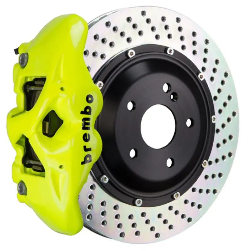 Brembo Gt Big Brake Kit For 2015–2018 Bmw M3 (Excl. Competition Coupe): 6-Piston Calipers, 365×34Mm Drilled Two-Piece Rotors – Yellow Finish 1