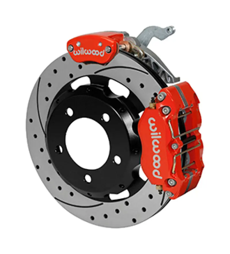 Wilwood Dynapro Radial Brake Kit – Rear Setup For E46-Based Roadsters With 12.19-Inch Drilled Rotors And Red Calipers 1