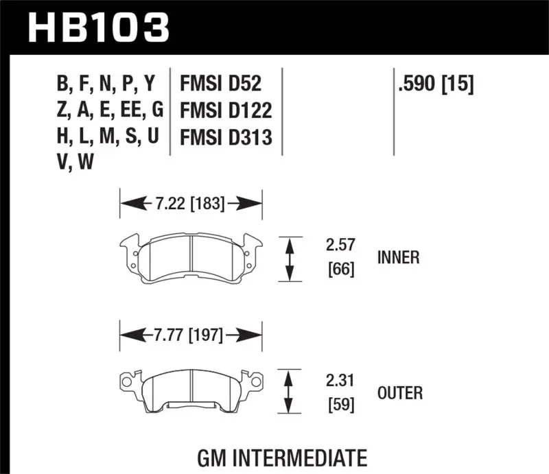 Hawk Performance Blue 9012 Front Brake Pads For 1969–1981 Chevrolet Camaro 1