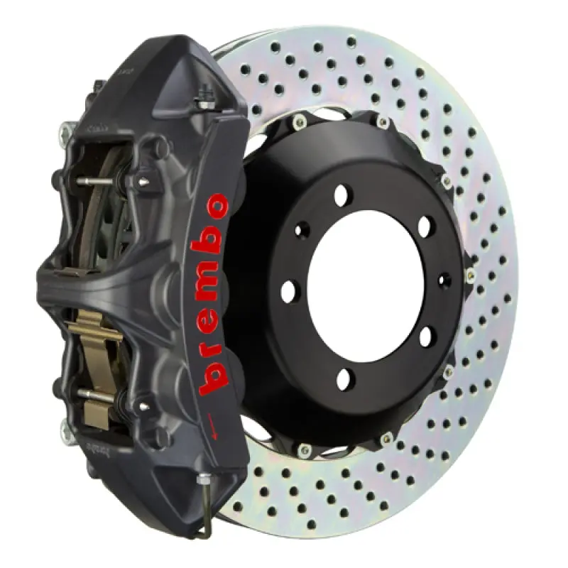 Brembo Gts Big Brake Kit For 2017–2021 Honda Civic Type R: 6-Piston Front Calipers, 380×32Mm Drilled Two-Piece Rotors – Black Ha Finish 1