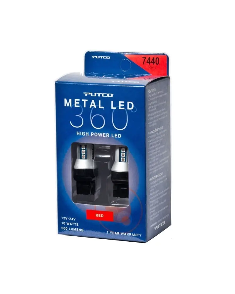 Putco 360° Red Led Bulb – Model 7440, Metal Housing 1